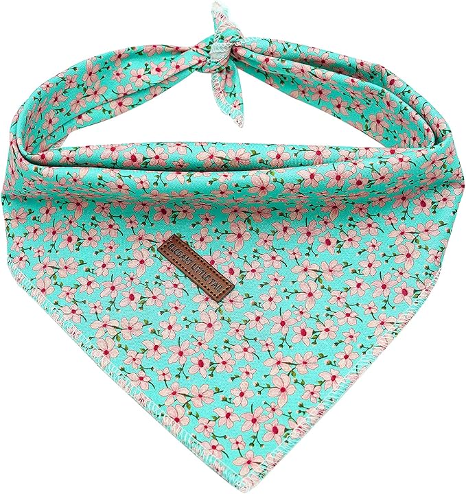 Elegant Little Tail Dog Bandana - Spring Cotton Floral Print Adjustable Scarf & Kerchief for Small to Large Dogs