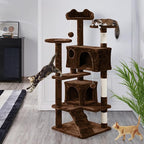 Brown Cat Tree Tower,Cat Scratcher Activity Centre Scratching Posts with 2-Condo and Dangling Toys