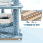 Topeakmart Cat Tree Ocean-Themed Cat Tower 61in, Multi-Level Cat Climbing Tree with Condo, Sisal Scratching Posts, Round Entrance, Perches, Hammock
