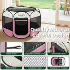Love's cabin Pet Puppy Dog Playpen, Small Dog Tent Crates Cage Indoor/Outdoor, Portable Playpen for Cat, Foldable Pop Up Dog Kennel Playpen with Carring Case, Removable Zipper Top, Light Pink