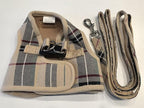 PUPTECK Soft Mesh Dog Harness Small Sized and Leash Set Step-in Plaid Puppy Padded No Pull Vest Harness for XS Dogs Cats Outdoor Walking, Beige M, Chest 15"-16"