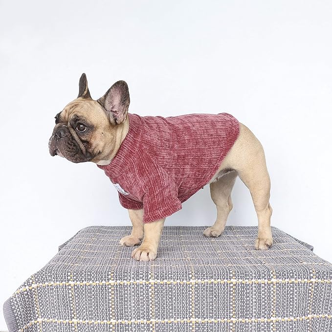 iChoue Pet Dog Winter Warm Sweater Clothes Turtleneck for English Bulldog Bully Pitbull Corduroy Cold Weather Pullover Coat Shirt - Purple/XXLarge
