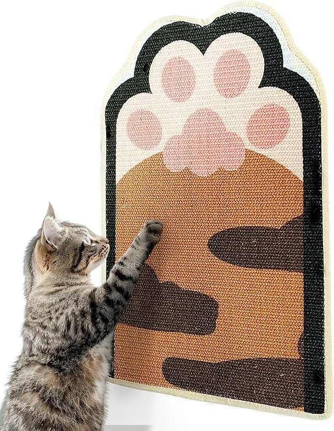 Lukamoo® Cat Scratching Pad, Wall Mounted Scratcher for Indoor Cats (Medium (24'' x 16'')) (Orange Tabby)