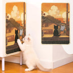 Sisal Cat Scratching Pad - Shedding-Resistant Wall Scratcher Mat for Indoor Cat, Kitten Art Print Sunset Scratching Mats for Carpet Couch Furniture with Adhesive Hook Loop Tape(24 * 16in)