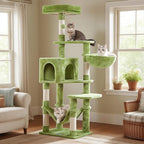 Hey-brother Cat Tree with Large Hammock, Multi-Level Cat Tower for Indoor Cats, Cat Condo with Sisal-Covered Scratching Posts and Top Perch, Green MPJ050GR