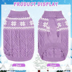 Warm Winter Pink Dog Sweater - Cold Weather Pet Clothes for Small Medium Large Dogs Indoor Outdoor, Soft Classic Knit Puppy Apparel Coat, Purple, XS