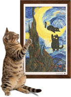 Wall Art Cat Scratcher Sisal Mat, No-Drill Wall Mounted Cat Scratch Pad with Frame, 13.8 x 21.7 Inch Cat Wall Scratchers for Indoor Cats（Starry Night）