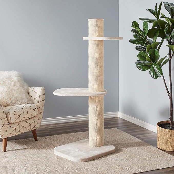 Two by Two Austin Cat Tree 3 - Beige Scratching Post Cat Furniture - 58.3 in. Tall