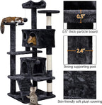 Topeakmart 54in Cat Tree, Cat Tower w/Large Cat Condo Scratching Posts and Perch, Cat Stand House Furniture, Black