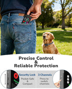 Dog Shock Collar with Remote Control, 3300FT Dog Training Collar with Beep/Vibration/Shock, Security Lock, IPX8 Waterproof Ecollar Rechargeable for Medium Large Dogs
