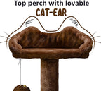 Brown Cat Tree Tower,Cat Scratcher Activity Centre Scratching Posts with 2-Condo and Dangling Toys
