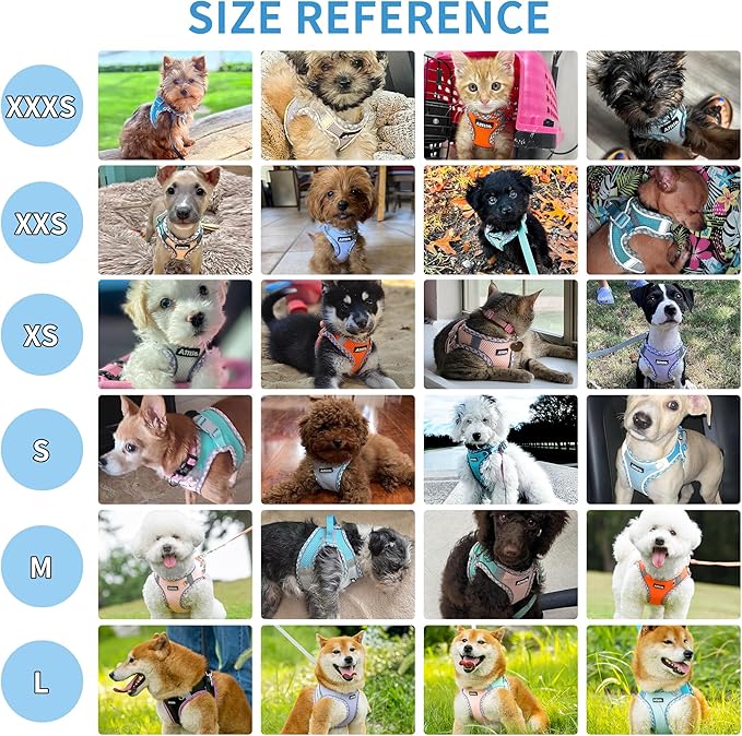 AIITLE Escape-Proof Dog Harness - Extra Soft Jacquard Fabric with Moisture-Wicking Lining, Adjustable Fit for Boston Terrier, Pekingese - Running, Playdates, Outdoor Adventures (Blue-Pink, L)