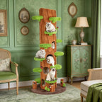 90.5 Inch Cat Tree for Indoor Cats, KAMABOKO Multi-Level Tall Cat Tower with Sisal-Covered Scratching Posts, Plush Perches, Hanging Toys & Spring Toys, Large Kitty Condo with Jumping Platforms