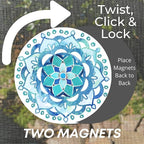 Screen Door Magnets Double Sided – Keep People, Kids, and Dogs from Running into The Screen Door - Robbins Aria Blue Mandala