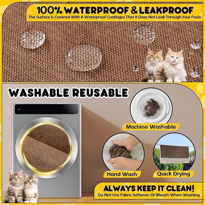 Loiion Cat Scratch Furniture Protector - Anti-Slip, Waterproof Sofa Cover to Keep Cats Off, Pet-Friendly Couch Protectors for 3 Cushion Couch, Anti-Scratch Couch Cover for Pets and Kids 118"X91"Brown