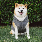 Tuff Pupper Fleece Dog Hoodie Sweater | Teddy Sherpa Outer & Soft Polar Fleece Lining | Adjustable Fit Winter Coat with Hood, Leash Hole, Ribbed Cuffs | for Small Medium Large XL XXL Dogs (Grey, M)