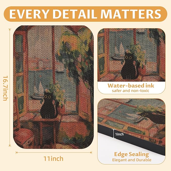 2 Pack Art Cat Scratcher, Wall-Mountable Cat Scratch Pad, Cat Wall Scratcher 16.7x11x1 Inch Cat Scratching Board for Indoor Cats Toy(Window & Starry Night)