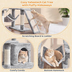 Yaheetech Cat Tree Tower 54in, Multi-Level Pet Stand Furniture with Extended Platform Hammock Scratching Posts Condo for Large Cats to Play and Sleep