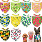 10PCS Dog Bandanas Summer Fruit for for Large Extral Large XL XXL Breed Pink Purple Yellow Blue Kerchief Triangle Bibs Head Scarves for Boys and Girls Grooming Costume