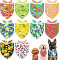 10PCS Dog Bandanas Summer Fruit for Medium Breed Dog Pink Purple Yellow Blue Kerchief Triangle Bibs Head Scarves for Boys and Girls Grooming Costume
