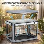 Dog Crate Cover, Heavy Duty 1680D Waterproof Oxford Cloth with Breathable Mesh & Detachable Sunshade, Universal Fit for Wire Crates, All-Weather Indoor Outdoor Use (38-Inch)