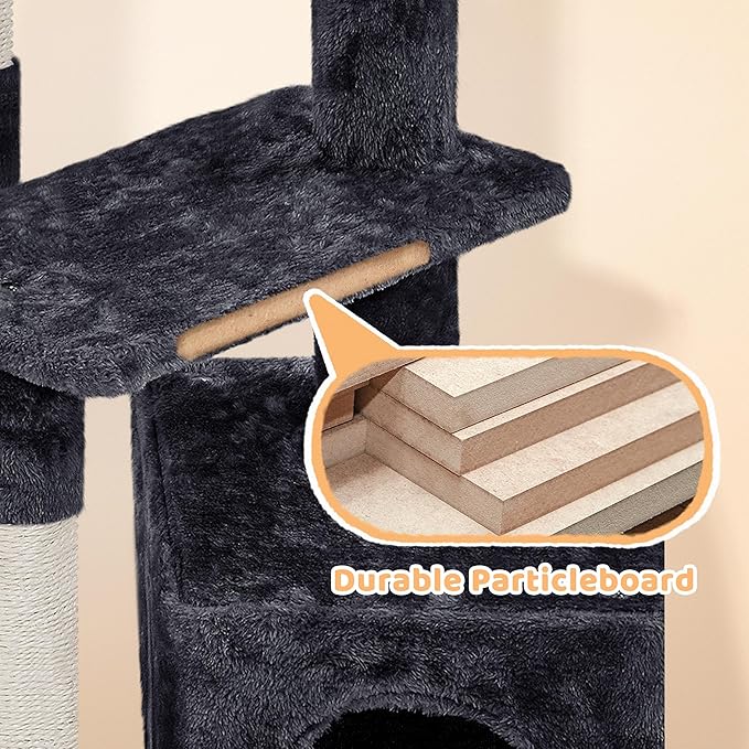 Yaheetech Cat Tree, 34in Cute Cat Tower for Indoor Cats, Multi-Level Pet Condo Furniture Activity Center Cat Bed w/Scratching Post&Dangling Ball&Platform for Kittens, Black