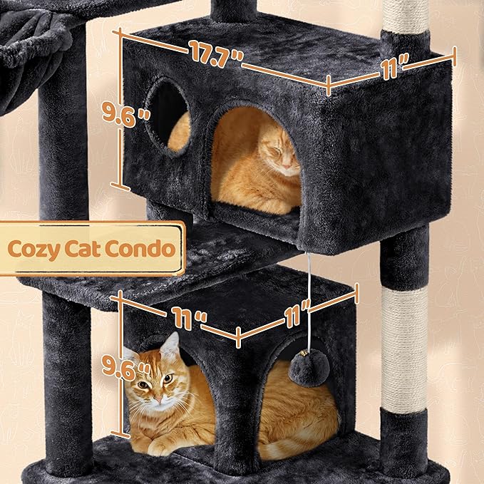 Topeakmart Multi-Level Cat Tree for Indoor Cats Cat Tree Tower for Large Cats with Sisal-Covered Scratching Posts, Condo, Stable Cat Tower, Cat Furniture Play Center for Indoor Cats Activity