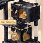 Topeakmart Multi-Level Cat Tree for Indoor Cats Cat Tree Tower for Large Cats with Sisal-Covered Scratching Posts, Condo, Stable Cat Tower, Cat Furniture Play Center for Indoor Cats Activity