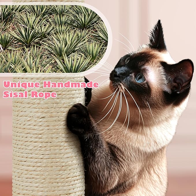 Topeakmart 62.2 inches Cat Tree, Cat Tower w/Double Condos, Scratching Posts & Hammock, Cat Activity Tree Kitten Play House, Pink
