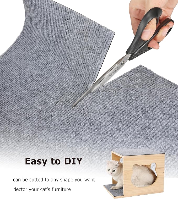 Cat Scratching Mat with Self-Adhesive for Climbing, Carpet Replacement for Cat Tree and Scratching Posts, Trimmable Couch Protector from Claws (78" L*15.7" W)
