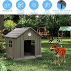 EasyUp Dog House Outdoor Indoor,Dog House Weatherproof Resin Shelter with Air Vents and Elevated Floor for Small Medium Large Dogs,Easy Clean and Assemble(37.8 * 40.87 * 38.82in,Coffee)