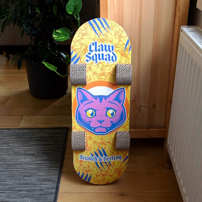 Suck UK Cat Scratcher Skateboard - Cat Scratching Board - Cardboard Cats Scratchers - Funny Gifts - Kitten Accessories & Accessories for Indoor Cats Furniture - Kitten Cardboard Scratcher