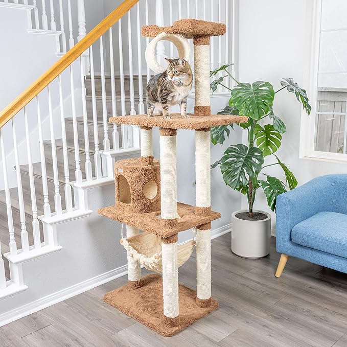 Armarkat 70" Cat tree With Scratch posts, Real Wood Cat House For Cats & Kittens, X7001