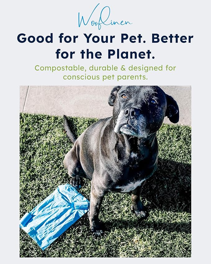 Wooflinen Unscented Compostable Dog Poop Bags – Leak-Proof Dog Poop Bags Rolls – Large 9x13”, Durable, Easy Tear – Made from Plant-Based Materials – For Big & Small Dogs – 120 Bags (8 Rolls)