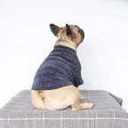 iChoue Pet Dog Winter Warm Sweater Clothes Turtleneck for French Bulldog Pug Boston Terrier Corduroy Cold Weather Pullover Coat Shirt - Blue/Large Plus