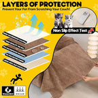 Cat Scratch Furniture Protector - Anti-Slip, Waterproof Sofa Cover to Keep Cats Off, Pet-Friendly Couch Protectors for 3 Cushion Couch, Brown Anti-Scratch Couch Cover for Pets and Kids 118"X71"