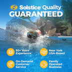 SOLSTICE Party Plank 6-8 Person Rise Inflatable Dock, Floating Water Raft Platform, 10ft x 8ft - Outdoor Fun for Lake, River, Swimming Pool & Beach, Includes Backrests, Threaded Ports, & Carry Bag