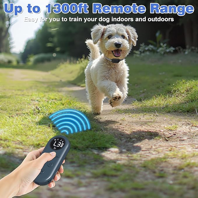 Small Shock Collar for Small Dogs, Dog Training Collar with Remote for Small & Medium Dogs 5-30lbs, Waterproof, Rechargeable, 1300ft Range, Collar with Beep, Vibration, Safe Shock