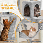 Yaheetech | 54in Cat Tree | Multi-Level Cat Tower w/Spacious Perch, Cozy Condo and Hammock, 3 Scratching Posts, Interactive Toy | Sturdy Pet Furniture | for Indoor Kittens to Large Cats | Light Gray