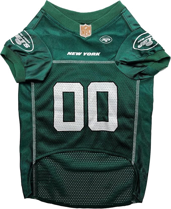Pets First NFL New York Jets Dog Jersey, Size X-Small, Football Shirt Costume for Pet, Dog Sports T-Shirt, NFL Team Clothing for Cats, Licensed Pet Apparel Available in 7 Sizes and 32 Teams