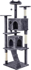 Topeakmart Cat Tree, 80-Inch Cat Tower for Indoor Cats, Multi-Level Cat Condo with Scratching Posts, Padded Perches and Ladder, Cat Stand House Furniture, Dark Gray