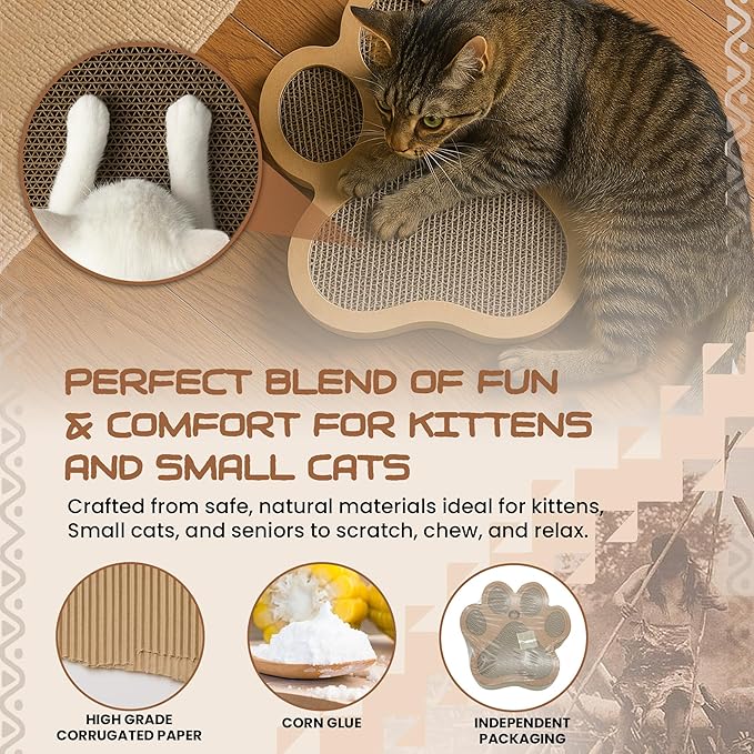 Paw-Shaped Cat Scratcher | Reversible Cardboard Kitten Scratcher | Scratching Board for Indoor Cats | Scratcher Cardboard for Cats & Kittens | Cat Toy (Medium)