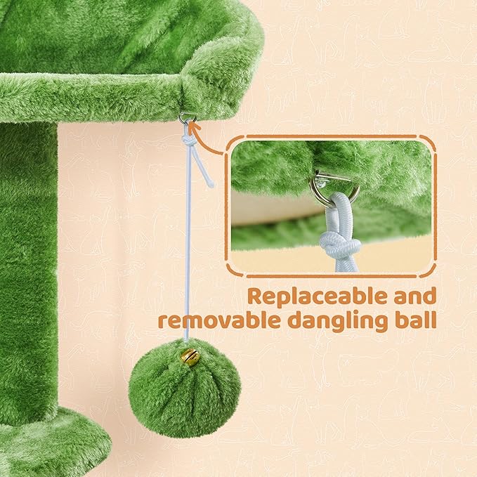 Topeakmart Cat Tree, 57in Cat Tree Tower for Indoor Cats with Basket Top Perches Sisal Scratching Board and Dalling Ball, Cat Activity Center for Kittens