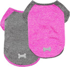KYEESE 2Pack Dog Shirt with Sleeves, Lightweight Sun Protection Dog T Shirts for Small Dogs Girl, Breathable Puppy Tank Top Reflective Dogs Cat Clothes for Summer Outdoor Walking, Rose+Grey, S