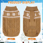 Warm Winter Dog Sweater - Cold Weather Pet Clothes for Small Medium Large Dogs Indoor Outdoor, Soft Classic Knit Puppy Apparel, Khaki, M