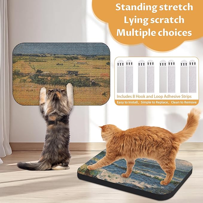 2 Pack Art Cat Scratcher, Wall-Mountable Cat Scratch Pad, Cat Wall Scratcher 16.7x11x1 Inch Cat Scratching Board for Indoor Cats Toy (Series3)