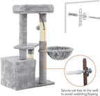 Topeakmart Cat Tree 34in Cat Tower Plush Cover with Condo, Platform & Basket for Indoor Kittens, Cat Furniture Activity Tree