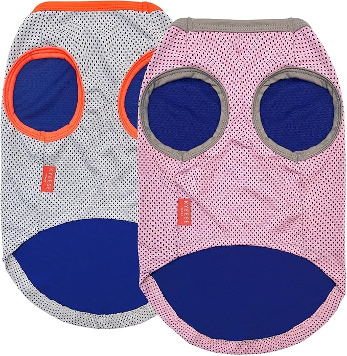KYEESE 2Pack Dog Cooling Shirt, Breathable Dog Shirt for Small Dogs, Sun Protection Dogs Cooling Vest Tank Top, Lightweight Soft Sleeveless Summer Puppy Clothes, Pink+Grey, S