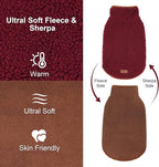 cyeollo Warm Dog Coat Fleece Sherpa Winter Sweater Coats, Turtleneck Dog Jacket Vest for Large Dogs with Leash Hole, Soft Reversible Pet Coats for Cold Weather, Burgundy, XXXL