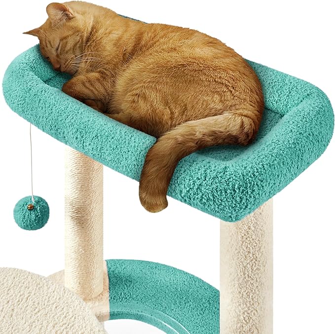 Yaheetech Cat Tree, 35.5in Cat Tower for Indoor Cats, Cat House with Scratching Posts & Padded Perch & Space Capsule, Cute Kitten Tree, Pet Furniture for Kittens, Indigo/Beige